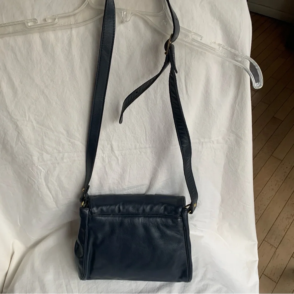 Dark Blue Etienne Aigner Vintage Leather Shoulder Bag - Picture 6 of 9